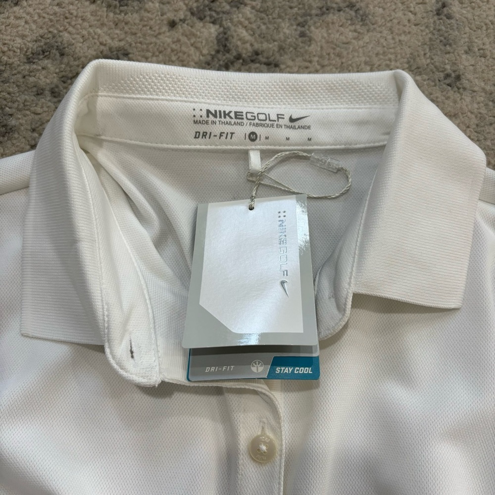 NWT Nike Dri Fit Womens Golf Polo White Tennis Tee Shirt Size Medium NEW - Picture 8 of 9